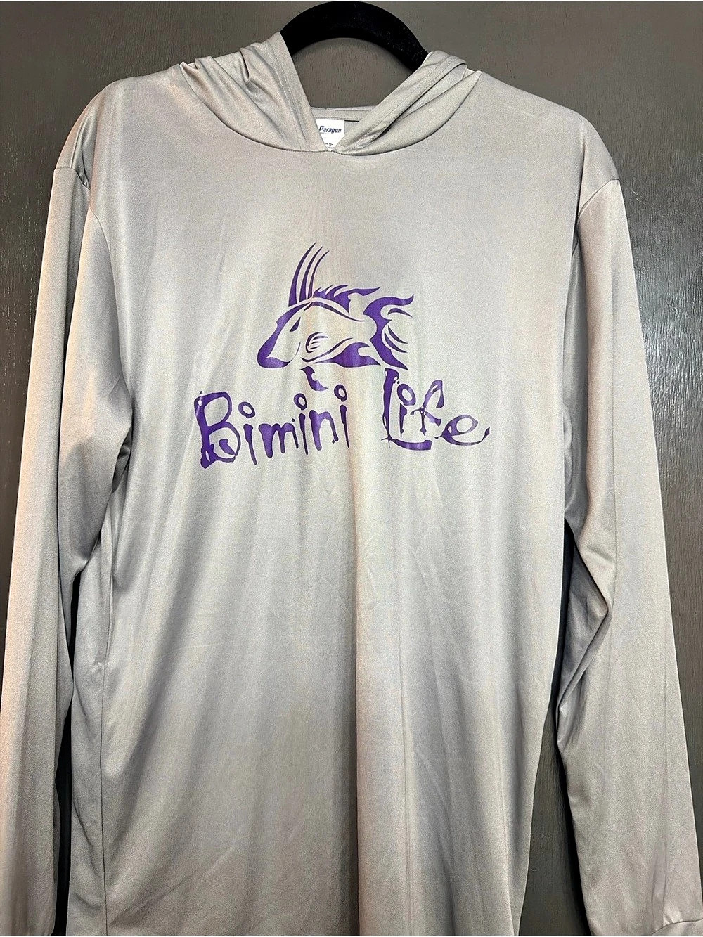 Paragon Bahama Performance Hooded Long Sleeve T-Shirt Gray & Purple Size Medium
